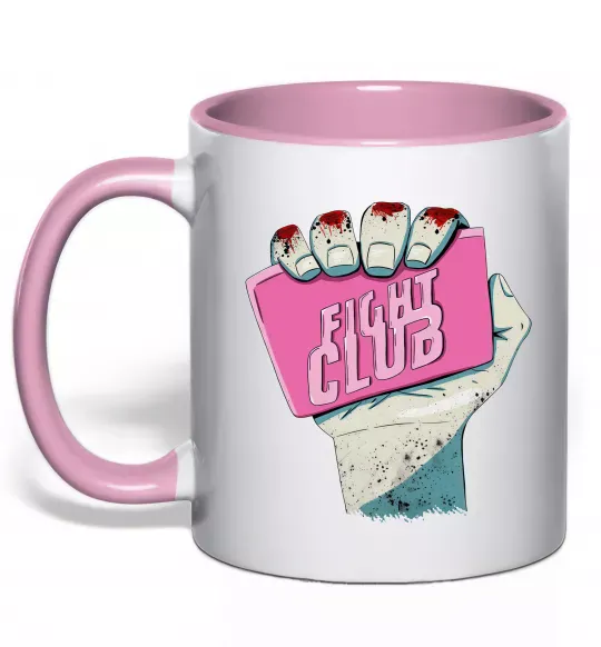 Чашка з кольоровою ручкою Мило Бійцівський клуб Ніжно рожевий фото