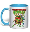 Чашка з кольоровою ручкою Ninja turtles Блакитний фото