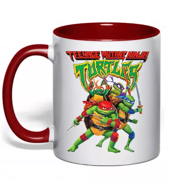 Чашка з кольоровою ручкою Ninja turtles Червоний фото
