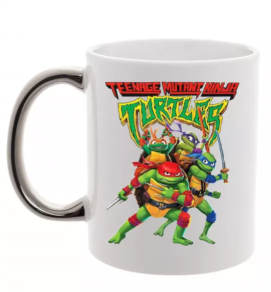 Чашка з кольоровою ручкою Ninja turtles Срібло фото