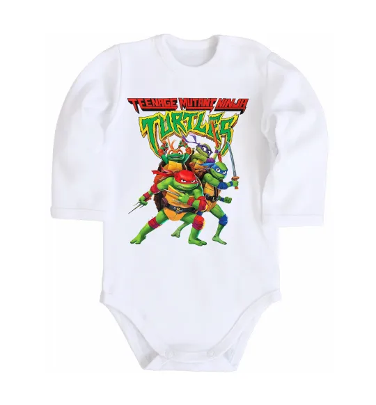 Детский боди Ninja turtles Белый фото