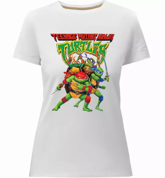 Жіноча преміум футболка Ninja turtles Білий фото