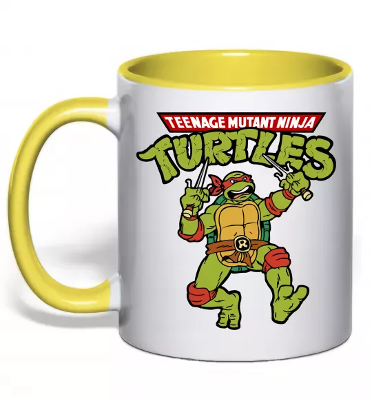 Чашка з кольоровою ручкою Ninja turtles Raphael Сонячно жовтий фото