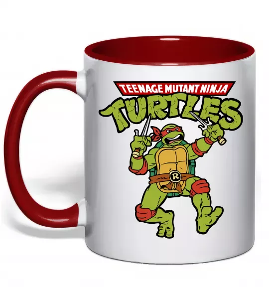 Чашка з кольоровою ручкою Ninja turtles Raphael Червоний фото