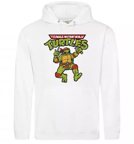 Чоловіча толстовка (худі) Ninja turtles Raphael Білий фото