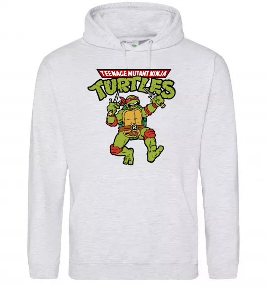 Чоловіча толстовка (худі) Ninja turtles Raphael Сірий меланж фото