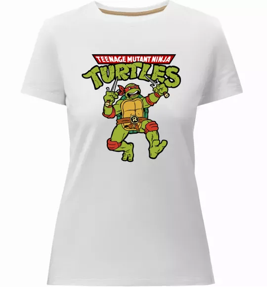 Женская премиум футболка Ninja turtles Raphael Белый фото