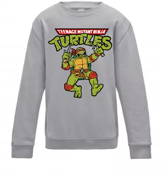 Детский Свитшот Ninja turtles Raphael Серый меланж фото
