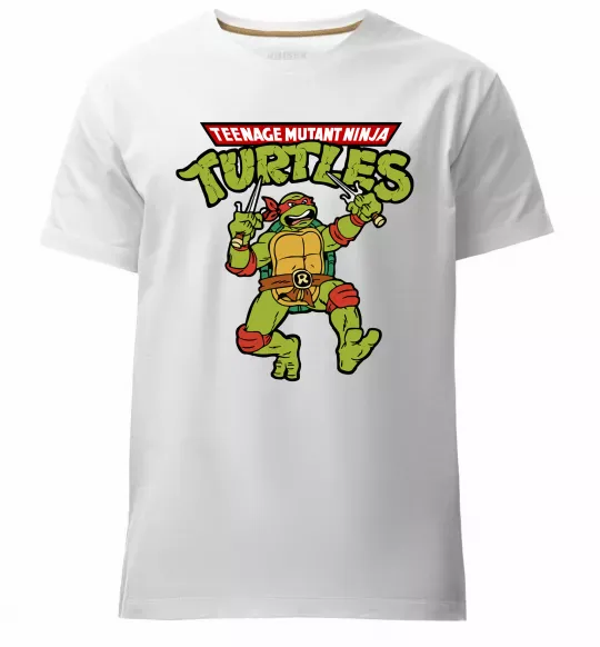 Мужская премиум футболка Ninja turtles Raphael Белый фото