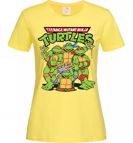Жіноча футболка Ninja turtles with pizza Лимонний фото