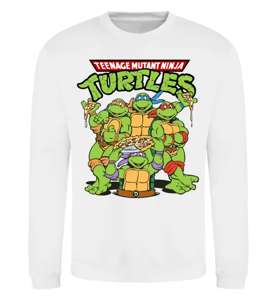 Свитшот Ninja turtles with pizza Белый фото