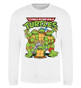 Світшот Ninja turtles with pizza Білий фото