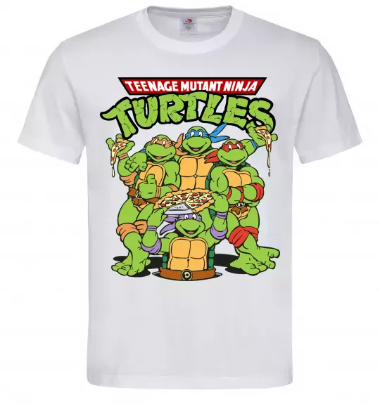 Чоловіча футболка Ninja turtles with pizza Білий фото