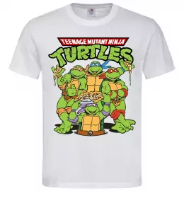 Чоловіча футболка Ninja turtles with pizza Білий фото