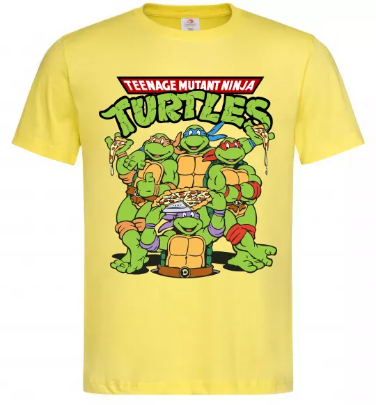 Чоловіча футболка Ninja turtles with pizza Лимонний фото