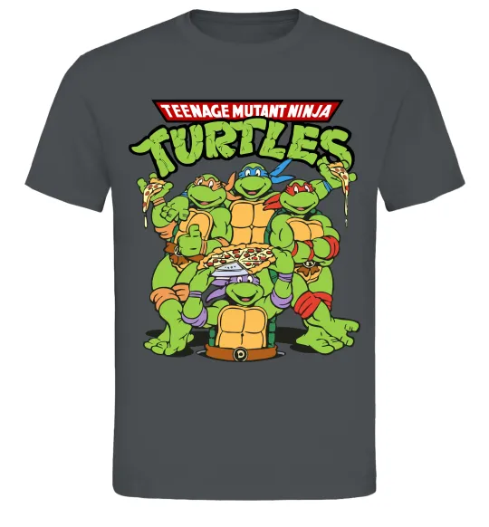 Чоловіча футболка Ninja turtles with pizza Графіт фото