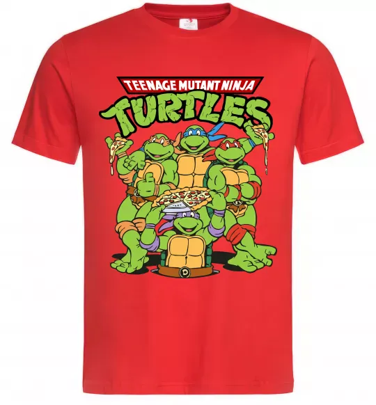 Чоловіча футболка Ninja turtles with pizza Червоний фото