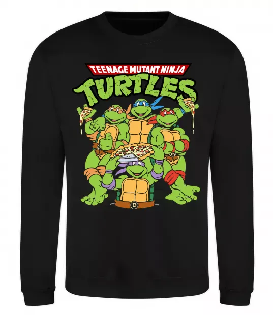 Свитшот Ninja turtles with pizza Черный фото