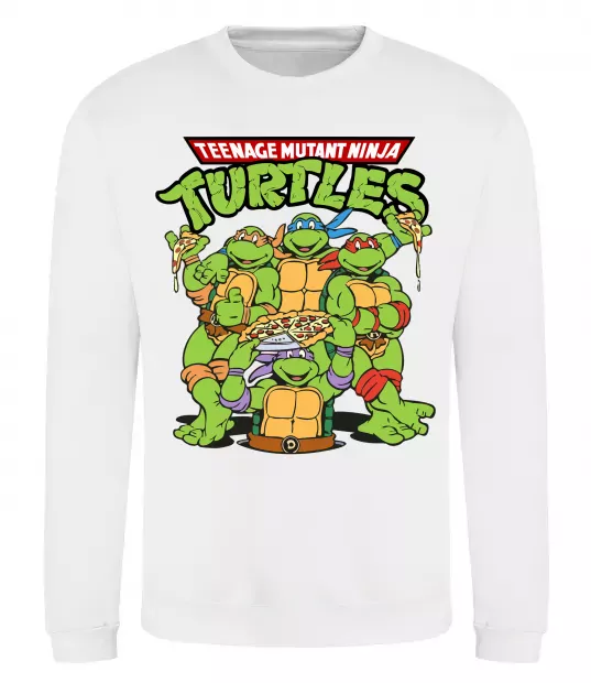 Свитшот Ninja turtles with pizza Белый фото