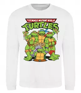 Свитшот Ninja turtles with pizza Белый фото