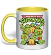 Чашка з кольоровою ручкою Ninja turtles with pizza Сонячно жовтий фото