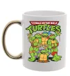 Чашка з кольоровою ручкою Ninja turtles with pizza Золото фото