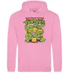 Мужская толстовка (худи) Ninja turtles with pizza Розовый фото