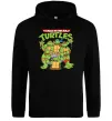 Чоловіча толстовка (худі) Ninja turtles with pizza Чорний фото