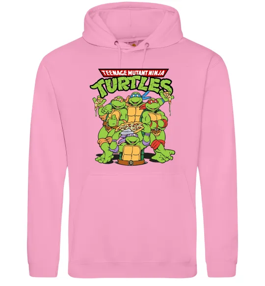 Жіноча толстовка (худі) Ninja turtles with pizza Рожевий фото