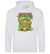 Жіноча толстовка (худі) Ninja turtles with pizza Сірий меланж фото