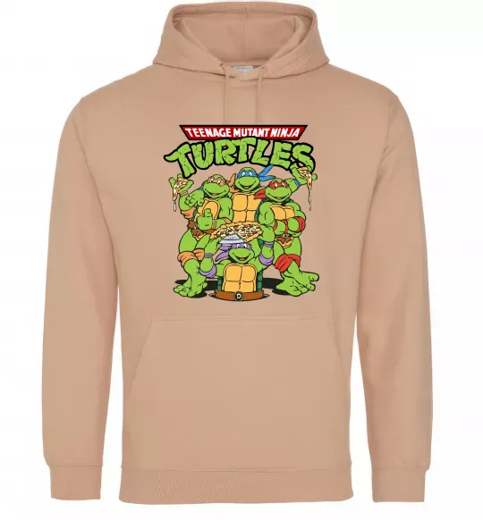 Жіноча толстовка (худі) Ninja turtles with pizza Пісочний фото