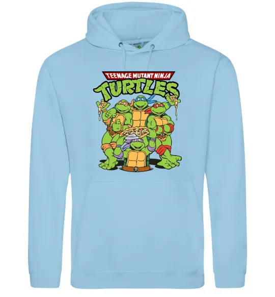 Жіноча толстовка (худі) Ninja turtles with pizza Блакитний фото
