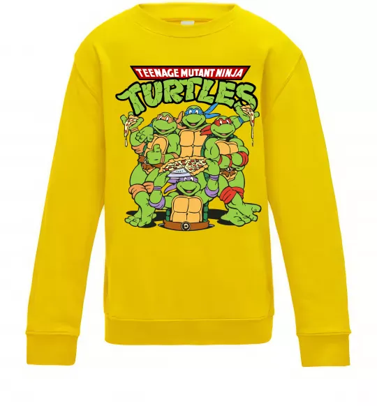 Дитячий світшот Ninja turtles with pizza Сонячно жовтий фото