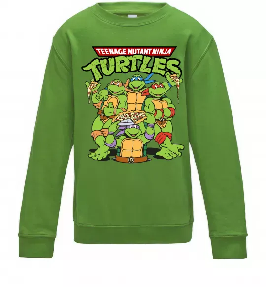 Дитячий світшот Ninja turtles with pizza Лаймовий фото
