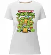 Жіноча преміум футболка Ninja turtles with pizza Білий фото