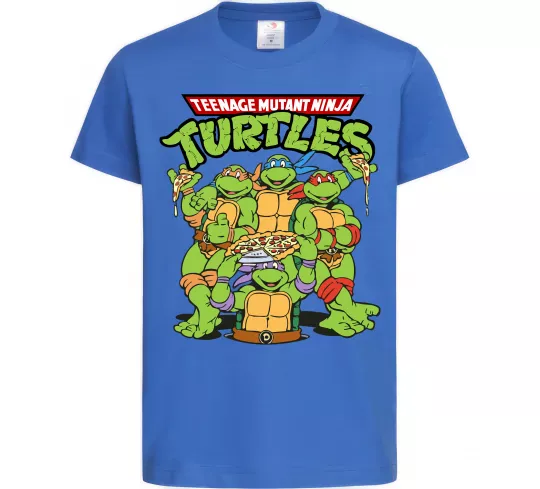 Дитяча футболка Ninja turtles with pizza Яскраво-синій фото
