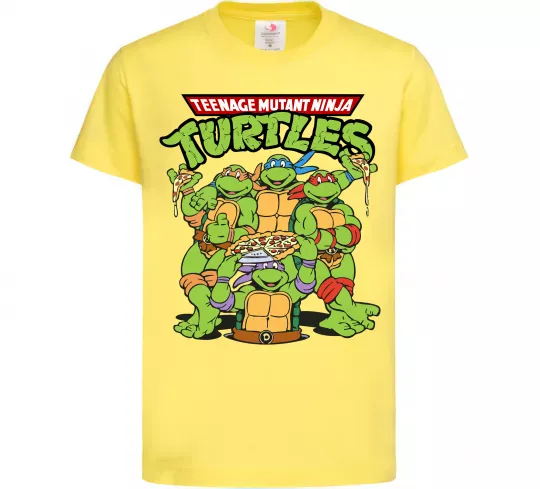 Дитяча футболка Ninja turtles with pizza Лимонний фото