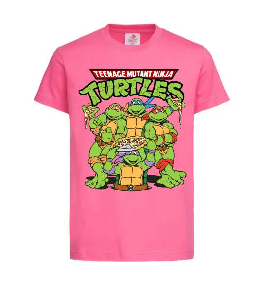 Дитяча футболка Ninja turtles with pizza Яскраво-рожевий фото