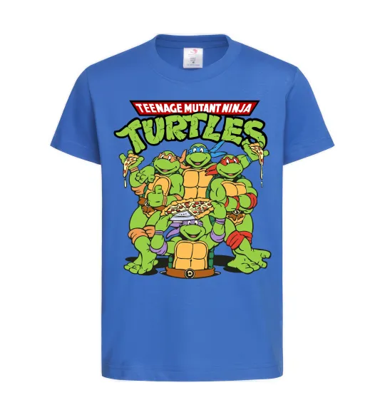 Дитяча футболка Ninja turtles with pizza Яскраво-синій фото