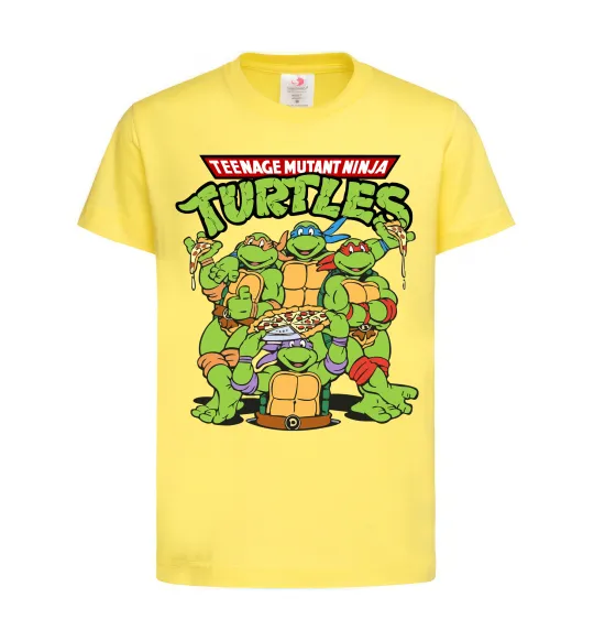 Дитяча футболка Ninja turtles with pizza Лимонний фото