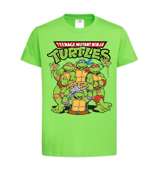 Дитяча футболка Ninja turtles with pizza Лаймовий фото