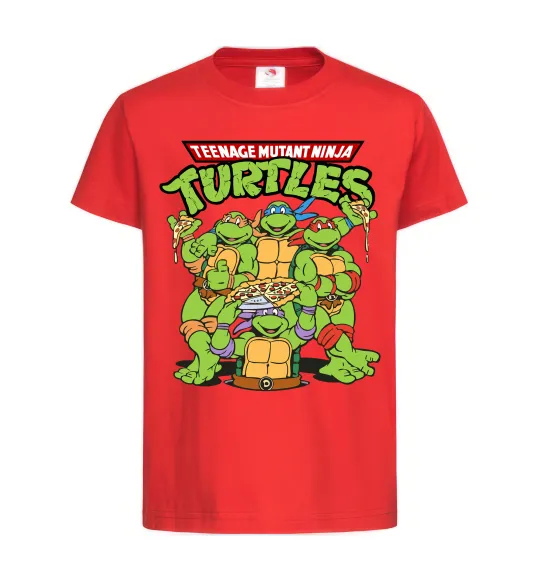 Дитяча футболка Ninja turtles with pizza Червоний фото