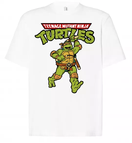 Футболка Оверсайз Ninja Turtles Мікеланджело Белый фото