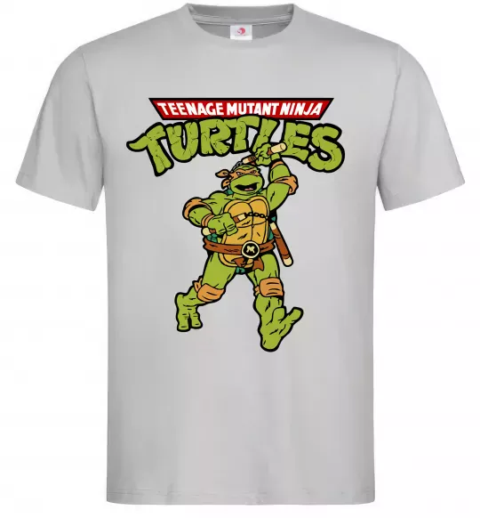 Чоловіча футболка Ninja Turtles Мікеланджело Сірий фото