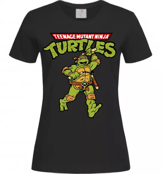 Жіноча футболка Ninja Turtles Мікеланджело Чорний фото