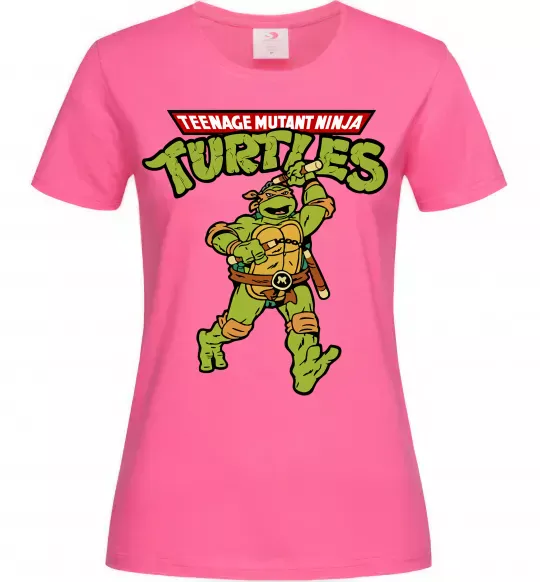 Жіноча футболка Ninja Turtles Мікеланджело Яскраво-рожевий фото