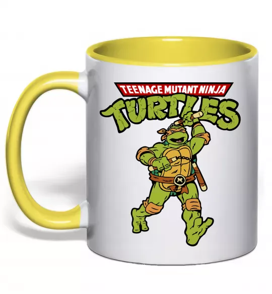 Чашка с цветной ручкой Ninja Turtles Мікеланджело Солнечно желтый фото