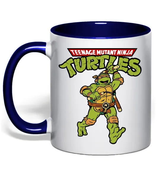 Чашка с цветной ручкой Ninja Turtles Мікеланджело Глубокий темно-синий фото