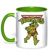 Чашка с цветной ручкой Ninja Turtles Мікеланджело Лаймовый фото