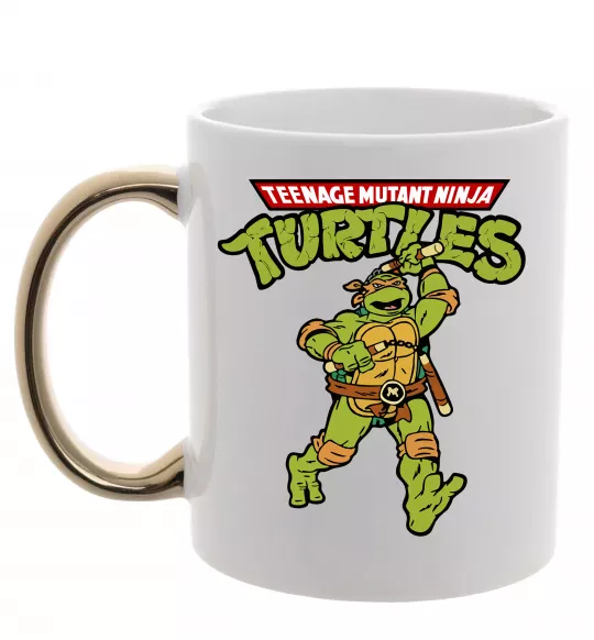 Чашка с цветной ручкой Ninja Turtles Мікеланджело Золото фото